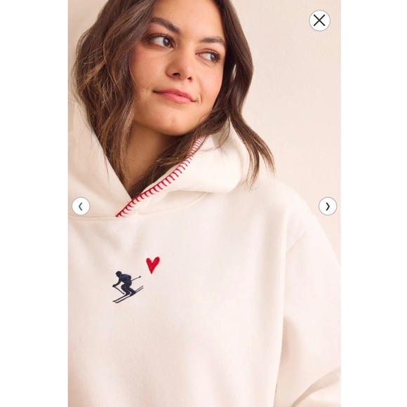 Altar'd State AS Revival Cream Apres Ski Embroidered Hoodie Whipstitch Size XXS - Picture 3 of 11